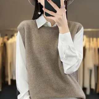 【巴黎精品】現貨+預購 羊毛背心無袖針織衫(保暖韓版小圓領簡約寬鬆女上衣6色a1if16)
