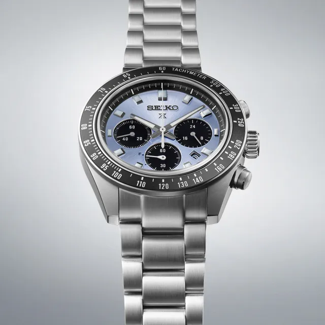 【SEIKO 精工】PROSPEX Speed Timer 太陽能計時 冰藍熊貓錶-41.4mm 情人節 禮物(V192-0AH0U/SSC935P1)