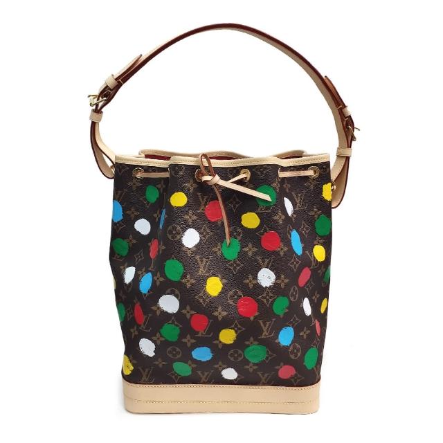 LV LOUIS VUITTON路易威登 M46394 草間彌生x YK Noe 聯名款 Monogram 帆布手提 / 斜背束繩水桶包