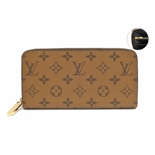 【Louis Vuitton 路易威登】M82444 經典Monogram Reverse帆布ㄇ字拉鏈長夾(卡其色)
