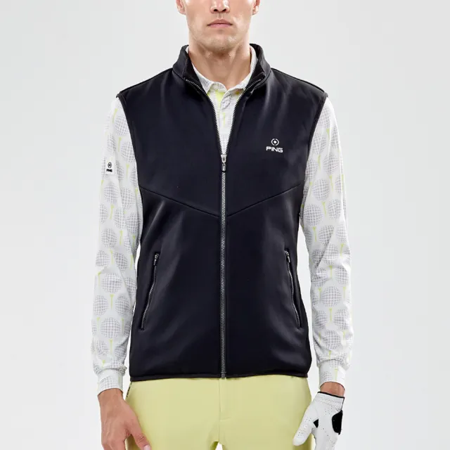 【PING】男款蓄熱保暖高彈力針織背心-灰(日本素材/GOLF/高爾夫/PB24212-86)