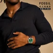 【FOSSIL 官方旗艦館】Machine 簡約經典碧綠手錶 棕色真皮錶帶 42MM FS6085