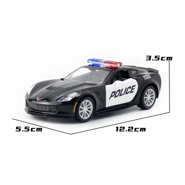 1:36模型車 警車模型 雪佛蘭 Chevrolet Corvette C7(警車 平民美式超跑 通用汽車)