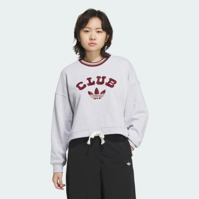 adidas 愛迪達 長袖上衣 女款 運動 亞規 三葉草 VRCT CREW W2 灰紅 JD6376