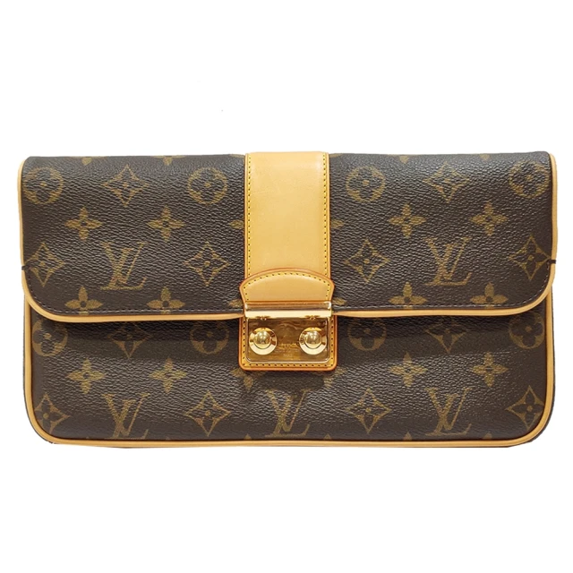 Louis Vuitton 路易威登 M42427 經典限量SLIM MONOGRAM虎眼石裝飾金扣附鏡手拿包(展示品－棕色)