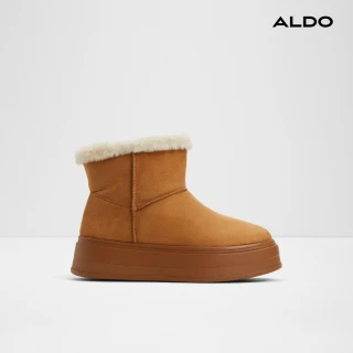 【ALDO】PLUSHY-兼具設計毛毛邊雪靴-女靴(棕色)