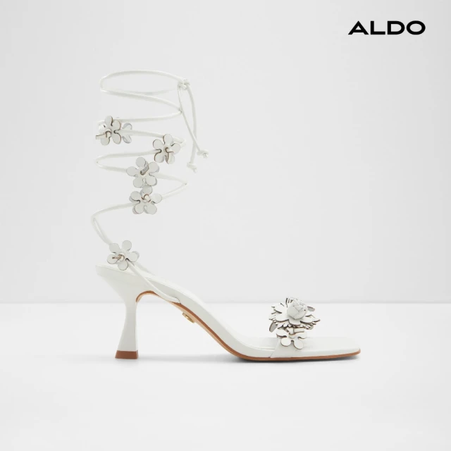 ALDO 雙11★FIORELA-時尚典雅雕花繞踝涼跟鞋-女鞋(白色)