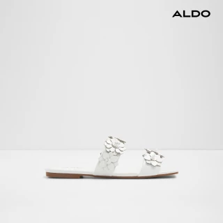 【ALDO】FIORE-時尚立體雕花真皮涼拖鞋-女鞋(白色)
