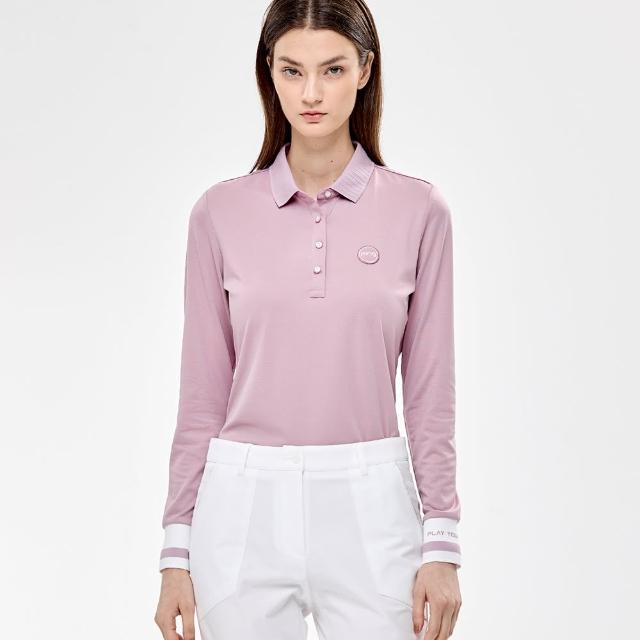 【PING】女款抽針領高爾夫薄長袖POLO衫-粉(GOLF/高爾夫球衫/RA24205-15)
