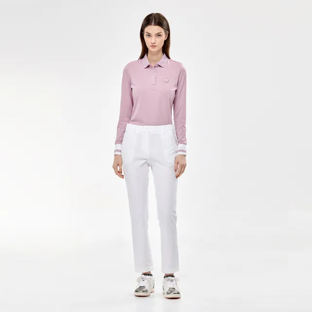 【PING】女款抽針領高爾夫薄長袖POLO衫-粉(GOLF/高爾夫球衫/RA24205-15)
