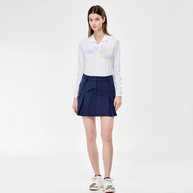 【PING】女款胸前字母吸濕排汗高爾夫薄長袖POLO衫-白(GOLF/高爾夫球衫/RA24201-87)