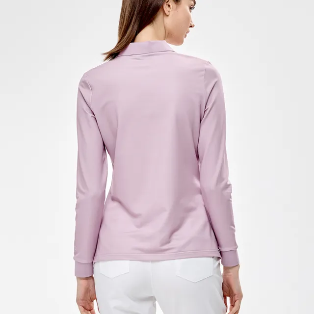 【PING】女款胸前字母吸濕排汗高爾夫薄長袖POLO衫-藕粉(GOLF/高爾夫球衫/RA24201-15)