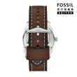 【FOSSIL 官方旗艦館】Machine 簡約經典手錶手鏈套組 棕色真皮錶帶 42MM FS6081SET