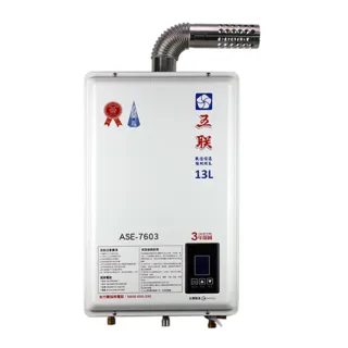 【五聯】FE式智能恆溫13公升強制排氣熱水器(ASE-7603  基本安裝)