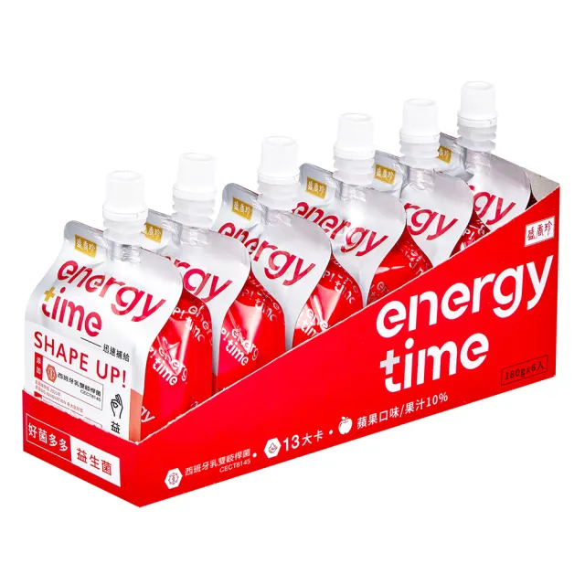 【盛香珍】Energy Time機能飲180gX4盒組(6包/盒-荔枝/柳橙/蘋果/乳酸-口味任選)