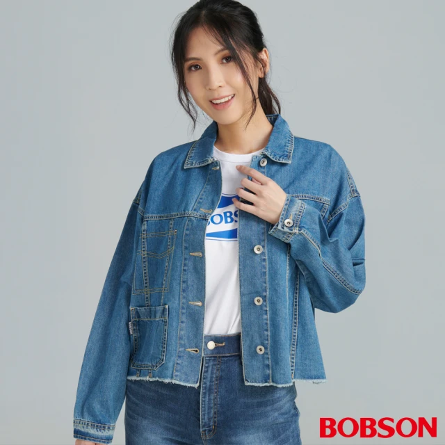 BOBSON 女款不收邊牛仔外套(JL0020-58)