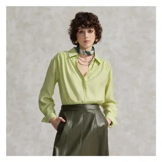 【EPISODE】百搭時尚縮腰設計襯衫上衣（綠）E44301
