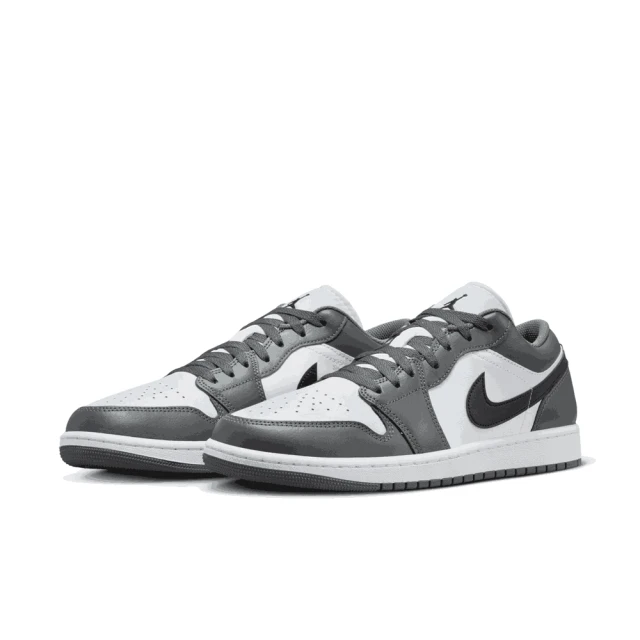 NIKE 耐吉 運動鞋 休閒鞋 男鞋 AIR JORDAN 1 LOW 鐵灰白色 低筒 皮革 AJ1 喬丹(553558152)