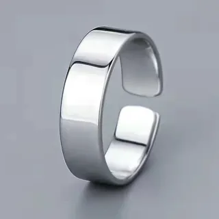 【Porabella】925純銀戒指 簡約光面戒指 平面指環 時尚百搭 男女通用 可調開口式戒指 銀戒 Rings