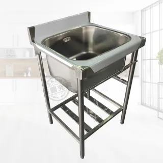 【Abis】客製商品-頂級升級加牆款304不鏽鋼62CM單洗台加深30特大水槽/洗手台/洗碗槽/洗衣槽/流理台(2尺)