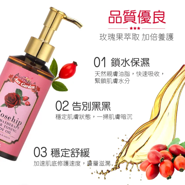 【Ausgarden 澳維花園】玫瑰果 薰衣草迷迭香按摩精油155mlx3任選頂級SPA按摩精油 香氛保養
