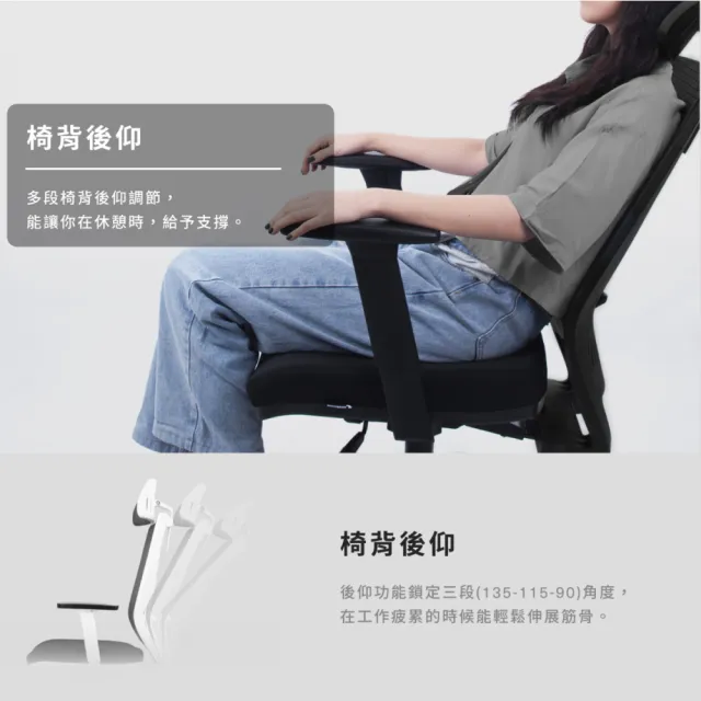 【backbone】台灣製Peacock華麗人體工學椅│白框款│(辦公椅/椅子/人體工學椅)