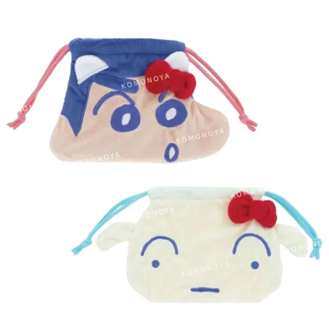 【小禮堂】Sanrio 三麗鷗 x 蠟筆小新 大頭造型束口收納包 - 聯名款(平輸品)