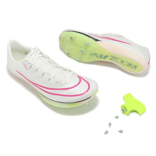【NIKE 耐吉】田徑釘鞋 Air Zoom Maxfly 男鞋 女鞋 米白 粉紅 螢光黃 氣墊 碳板 可拆釘(DH5359-100)