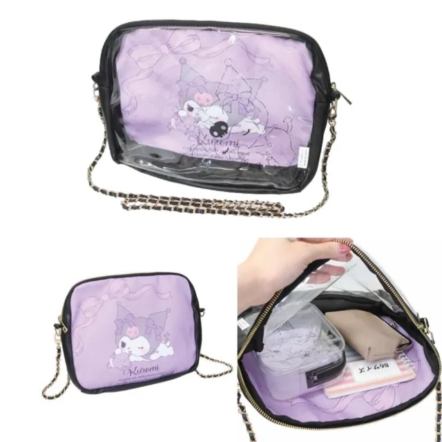 【小禮堂】雙11 Sanrio 三麗鷗 透明窗口鏈條肩背包 - 與小夥伴 彩帶款 美樂蒂 酷洛米 大耳狗(平 
