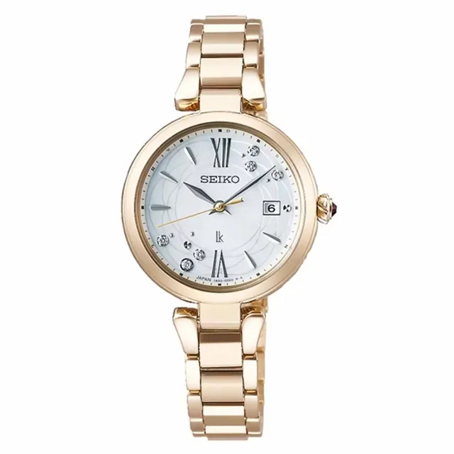 【SEIKO 精工】LUKIA 日本花店 edenworks聯名 洋桔梗花白蝶貝女錶27.9mm(SSQW084J/1B32-0BK0G)