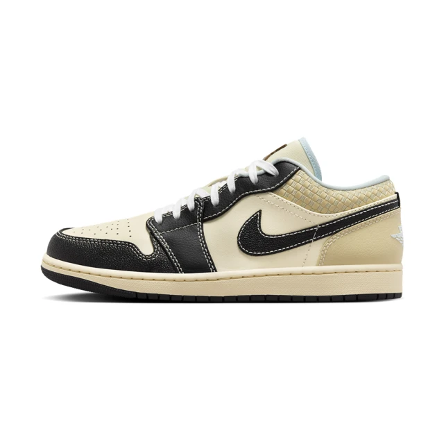 NIKE 耐吉 Air Jordan 1 Low SE 男鞋 椰奶黑金色 編織 低筒 休閒鞋 HQ3437-101