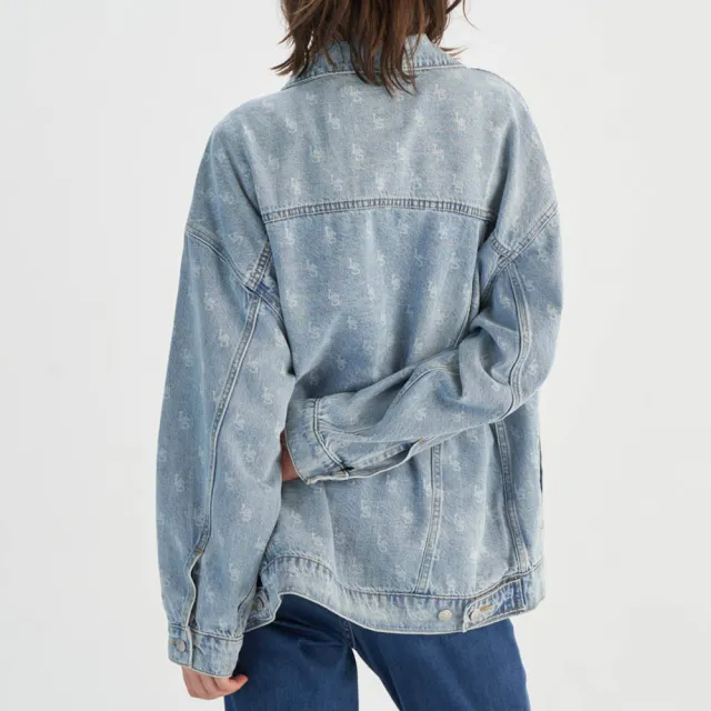 【LEVIS】女款 寬鬆 TYPE III 牛仔外套 丹寧外套 滿版LOGO 熱賣單品 001C4-0001
