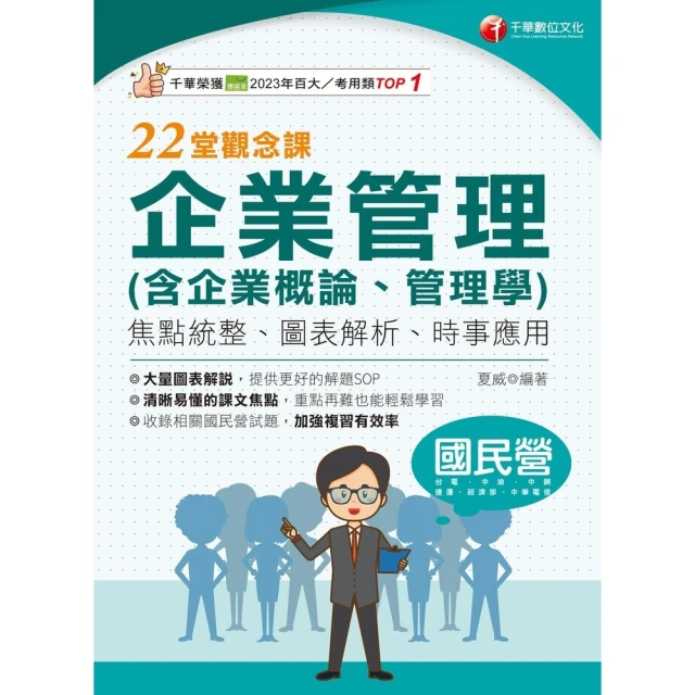 【momoBOOK】114年企業管理 含企業概論、管理學 22堂觀念課 國民營事業(電子書)