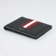 【BALLY】BALLY Ribbon燙銀LOGO小牛皮紅白紅條紋3卡對折卡夾(男款/黑)