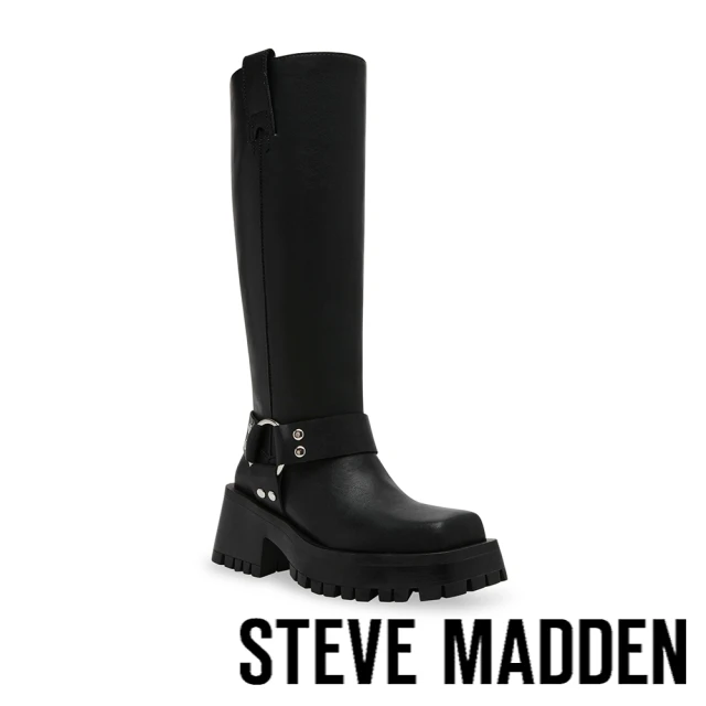 steve madden SABOTAGE 圓環繞帶厚底長靴(黑色)