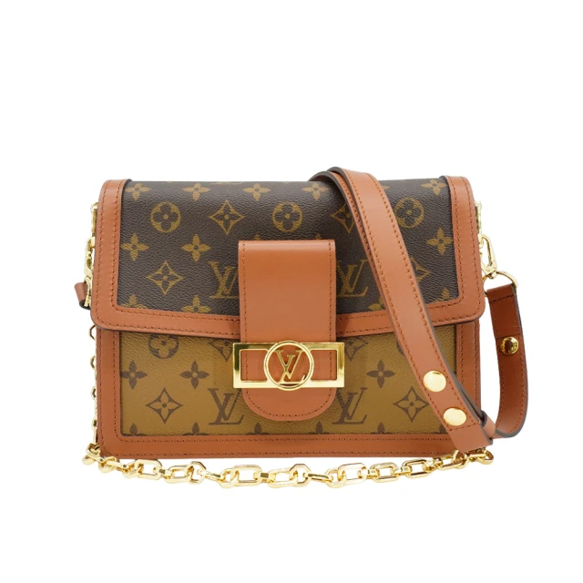 Louis Vuitton 路易威登 展示品 Dauphine MM 帆布肩背斜背二用包(M45958-咖)