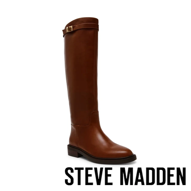 steve madden RAEGAN 皮革帥氣中性長靴(咖啡色)