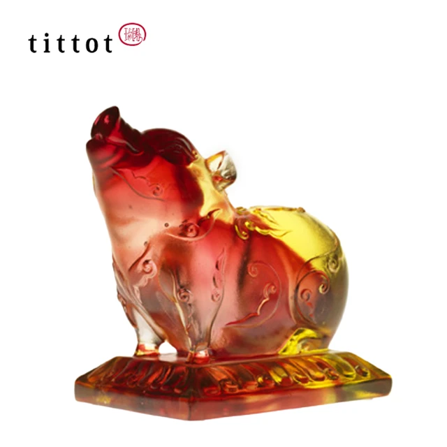 tittot 琉園 樂天常富-擺飾(豬/琉園十二肖飲水思源系列/迎賓/禮品/典藏/水晶/琉璃/祝福)