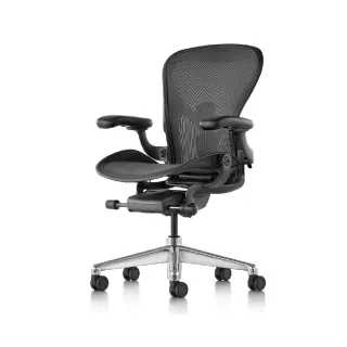 【Herman Miller】Aeron 全功能 - 石墨黑鋁腳｜C SIZE｜世代家具｜原廠授權代理商(人體工學椅/電腦椅)