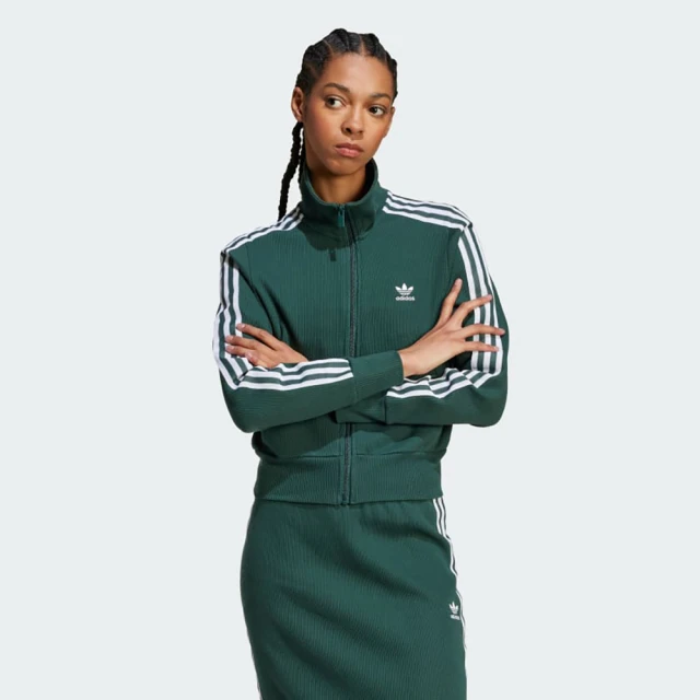 adidas 愛迪達 外套 女款 運動立領外套 KNITTED TOP OR 綠 IW3162