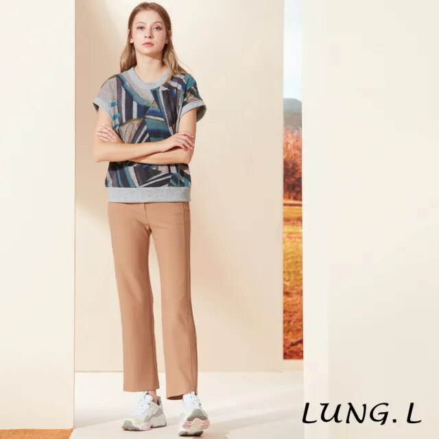 【LUNG.L 林佳樺】LQ68D藍灰色印花女裝針織背心(秋冬新品)