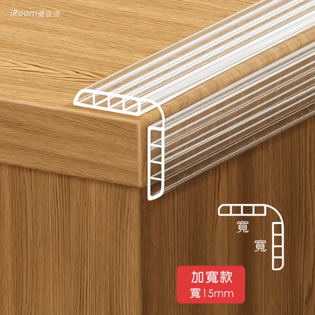 【iRoom 優倍適】透明桌邊安全防撞條100cm-氣囊加寬款2入(保護條 防護墊 護角條 防撞貼 防撞邊條)