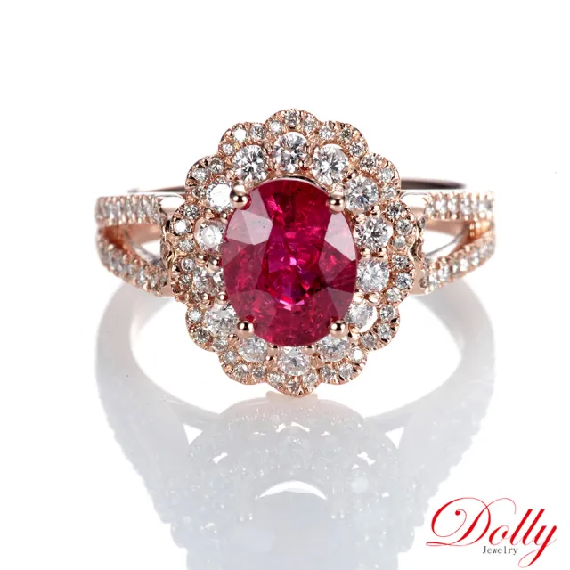 【DOLLY】18K金 無燒紅寶石2克拉玫瑰金鑽石戒指-005 高級訂製珠寶 浪漫質感 奢華送禮