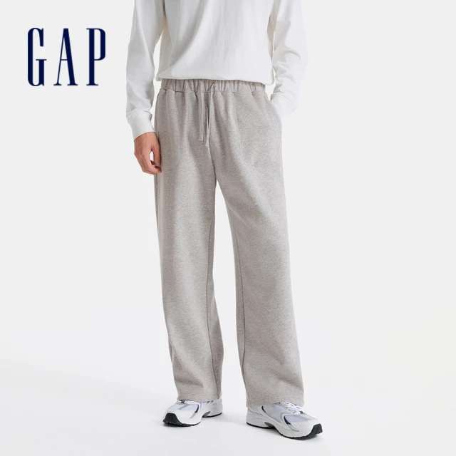 GAP 男裝 Logo抽繩鬆緊運動褲 空氣三明治系列-灰色(677139)