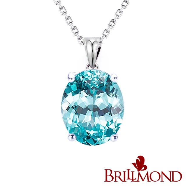 BRILLMOND JEWELRY 2克拉 帕拉伊巴色 天然無燒藍磷灰石墜(2克拉主石 + 925銀鍍白K台)