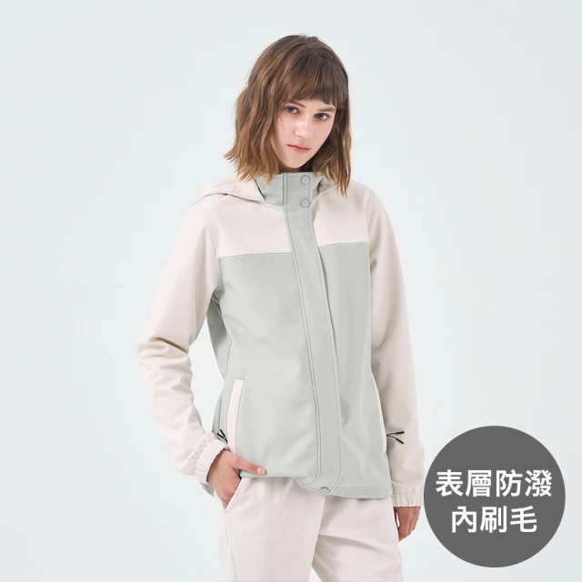 GIORDANO 佐丹奴 女裝拼接連帽軟殼外套(50 薄荷綠)