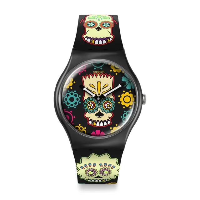 【SWATCH】New Gent 原創系列手錶 D OH OF THE DEAD 亡靈節 辛普森家庭 男錶 女錶 手錶 瑞士錶 錶(41mm)