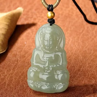 【KT DADA】觀音吊墜 18k金項鍊 編織繩項鍊 玉觀音項鍊 和田玉項鍊 氣質項鍊 送禮 保平安 
