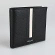 【BALLY】BALLY 銀字燙印黑白條紋粒面小牛皮短夾(黑)