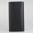 【BALLY】BALLY Mythos銀字燙印紅白條紋塗層皮革直立式對開長夾(黑)